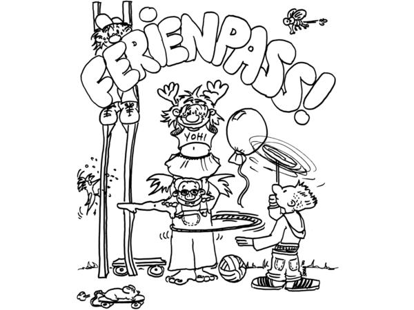 Logo Ferienpass: spielende Kinder