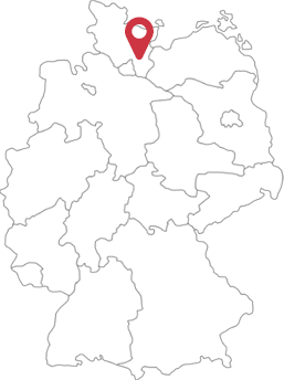 Deutschlandkarte mit Punkt bei Bad Oldesloe