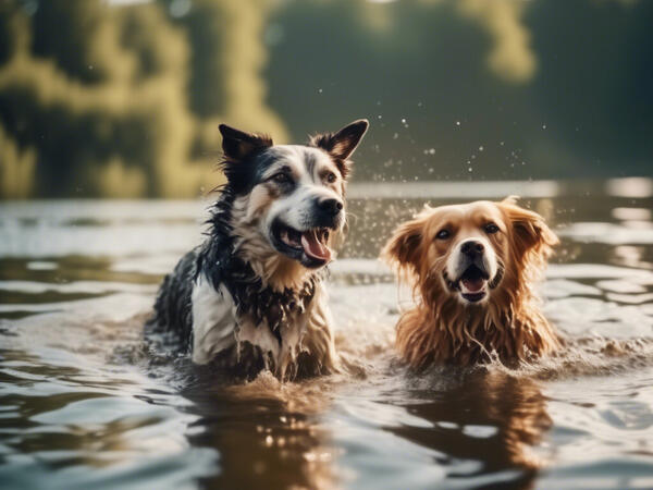 Zwei Hunde im Wasser