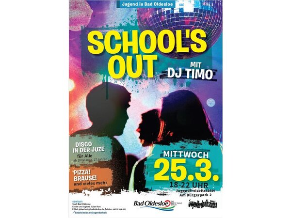 Plakat einer Disco Veranstaltung in der Jugendfreizeitst�tte
