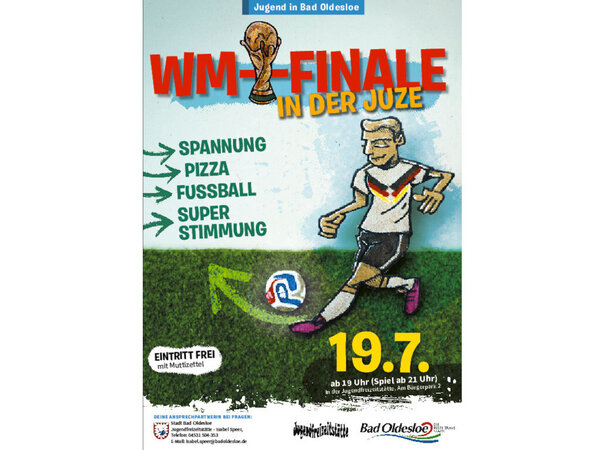 Plakat: WM-Finale in der Juze am 19. Juli 2026