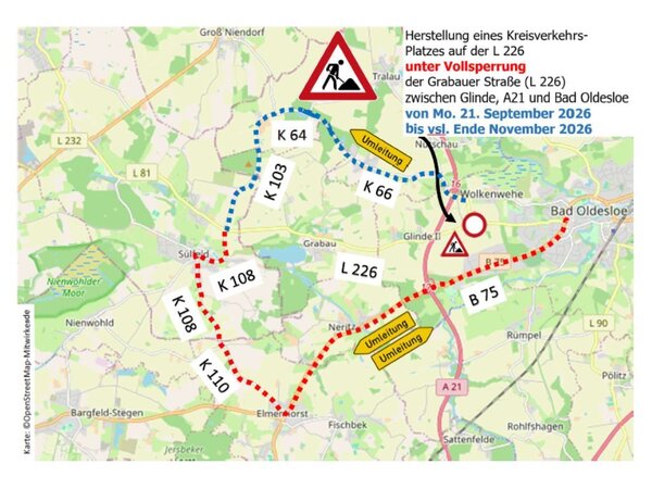 Umleitungsskizze 3. Bauphase Kreisel Erschlie�ung Gewerbegebiet West Bad Oldesloe